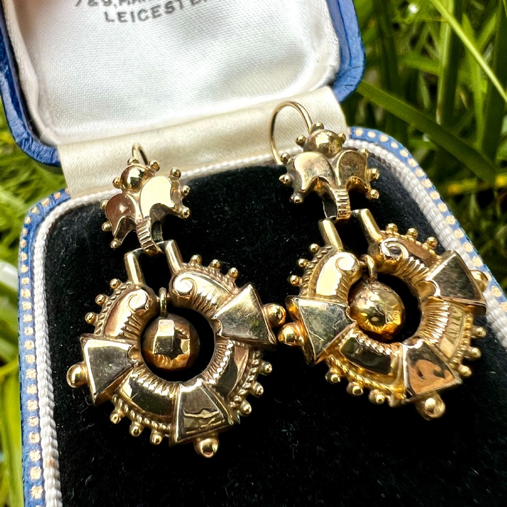 Victorian 9CT Gold Articulated Drop Earrings View VII