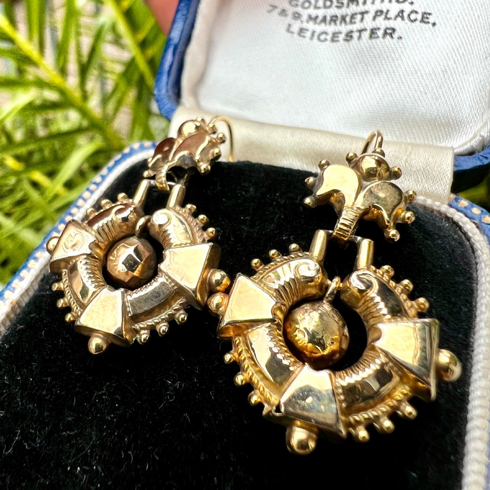 Victorian 9CT Gold Articulated Drop Earrings View VIII