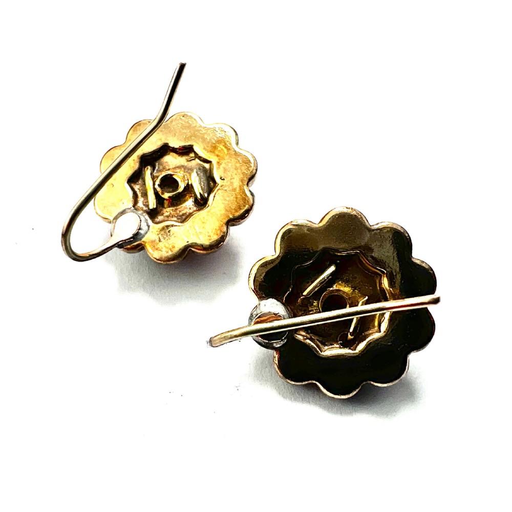 Victorian Gold Bohemian Garnet Halo Earrings View VI