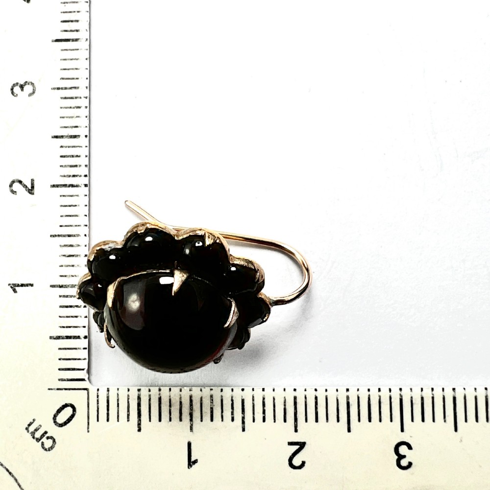 Victorian Gold Bohemian Garnet Halo Earrings View VII
