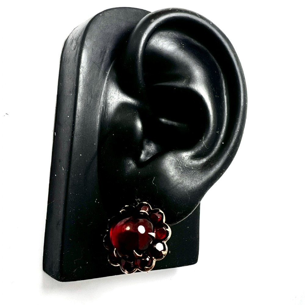 Victorian Gold Bohemian Garnet Halo Earrings View IX