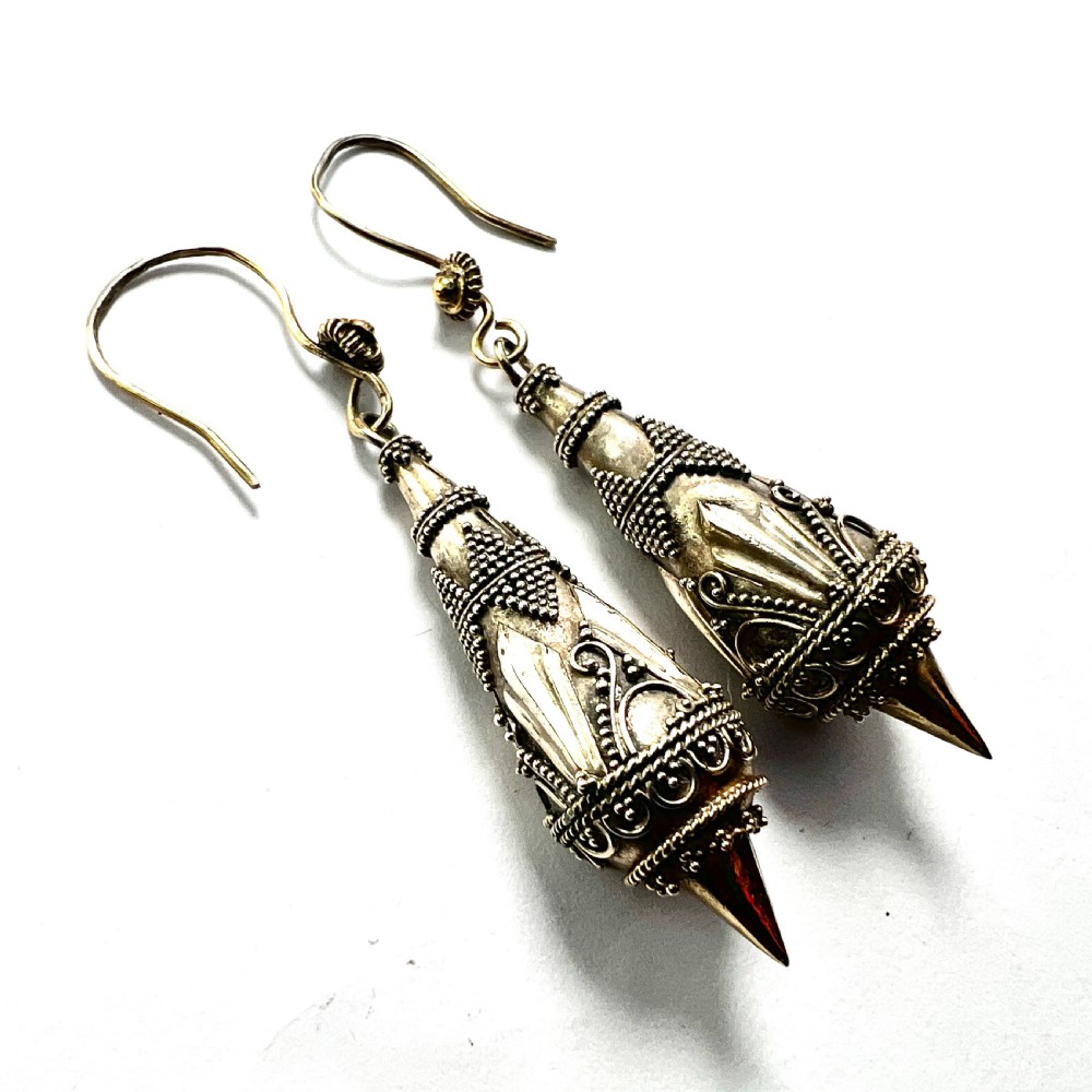 Victorian Silver Gilt Etruscan Torpedo Earrings View VII
