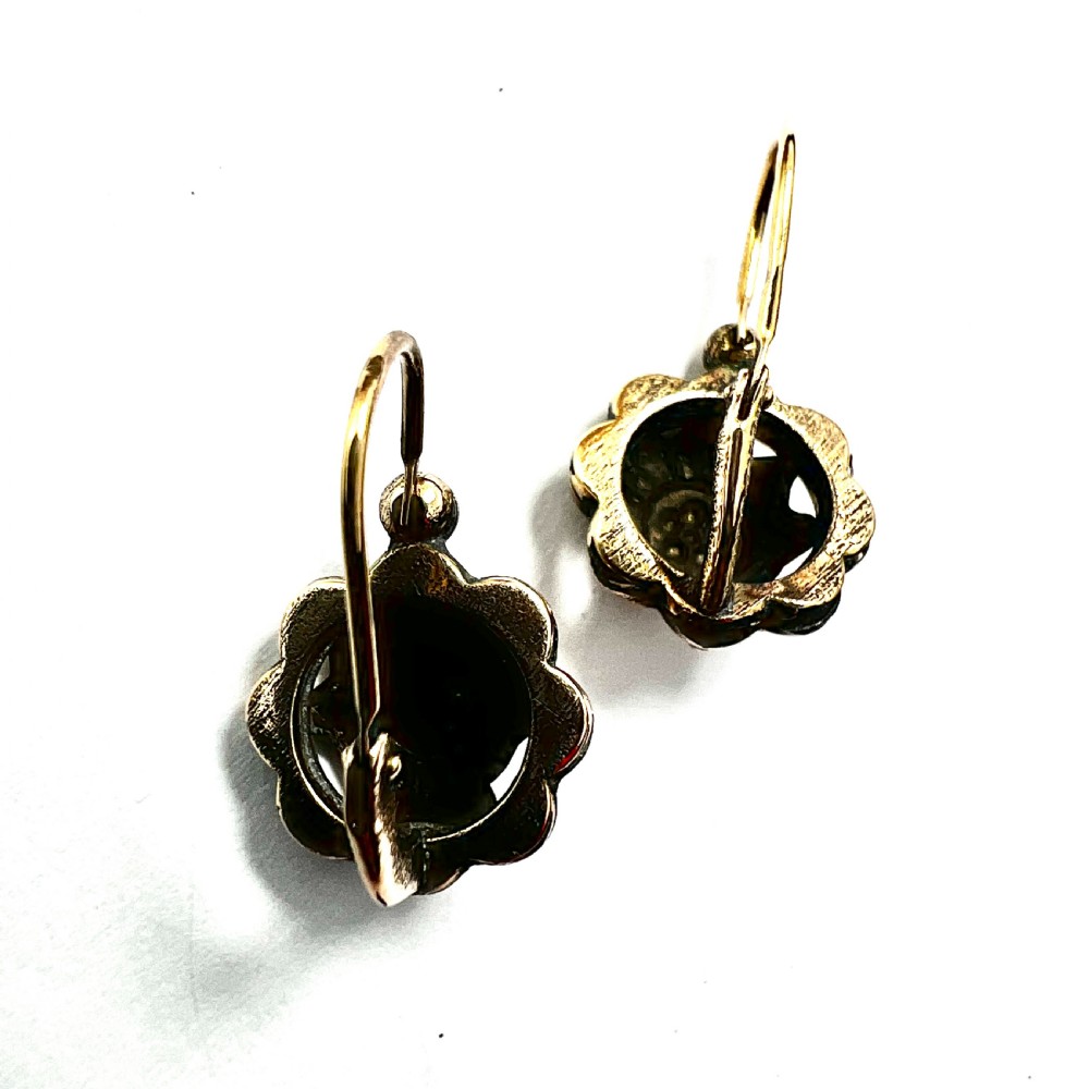 Victorian Rolled Gold Floral Dormeuse Earrings View III