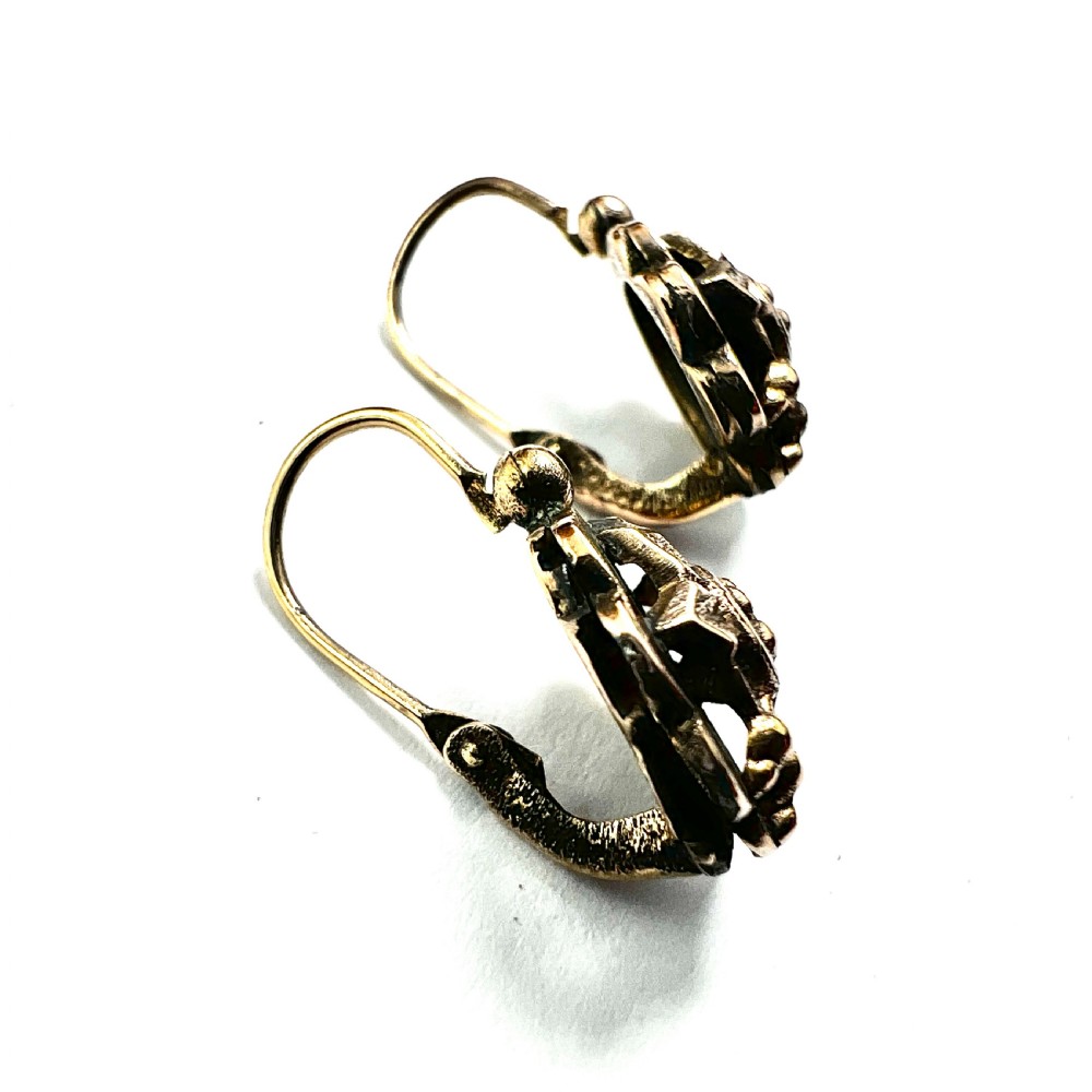 Victorian Rolled Gold Floral Dormeuse Earrings View V