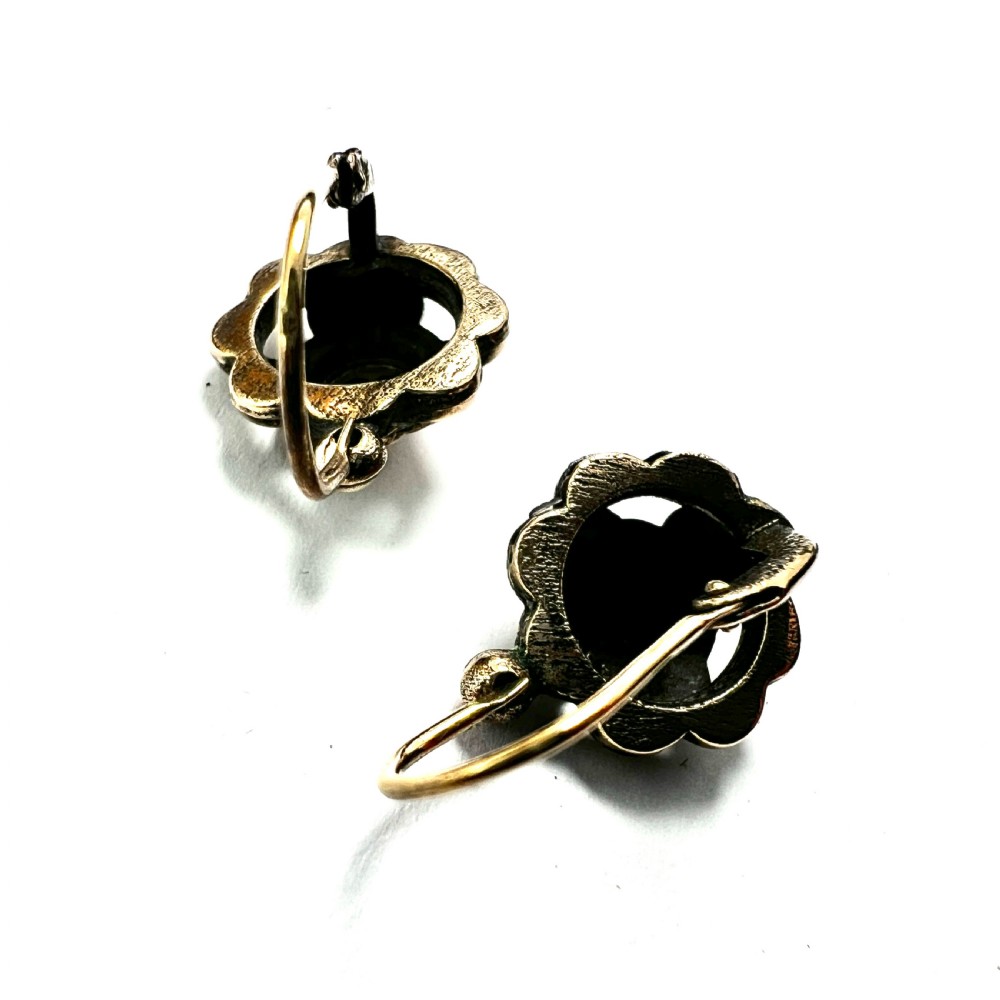 Victorian Rolled Gold Floral Dormeuse Earrings View VI