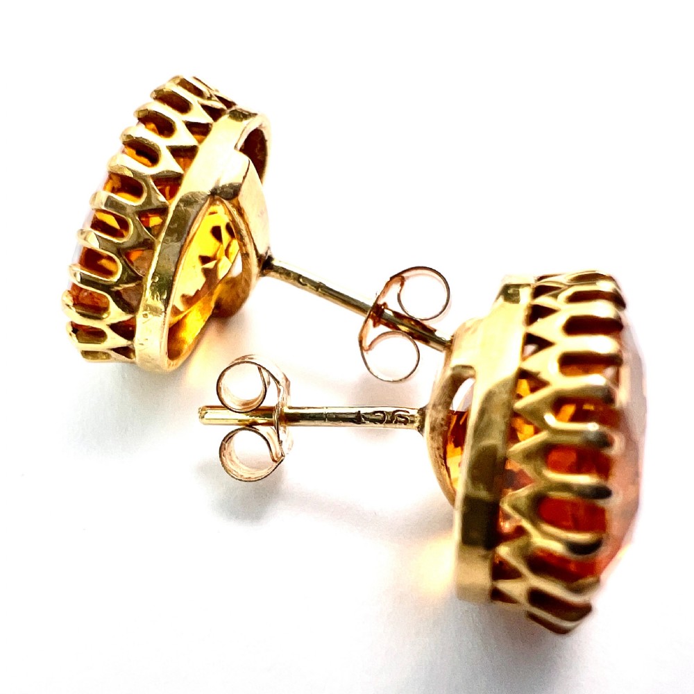 Edwardian Citrine 9CT Gold Oval Stud Earrings View VIII