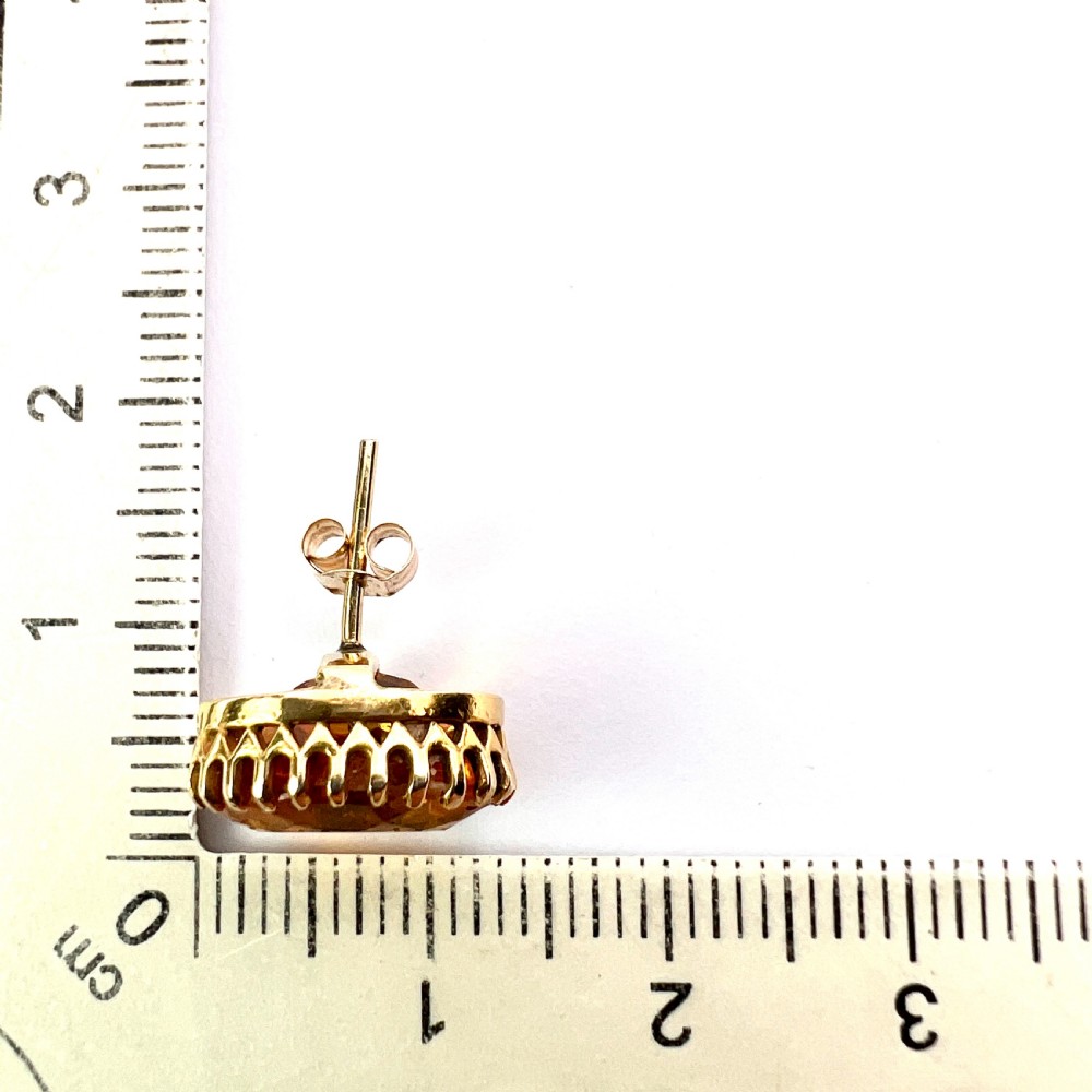 Edwardian Citrine 9CT Gold Oval Stud Earrings View IX