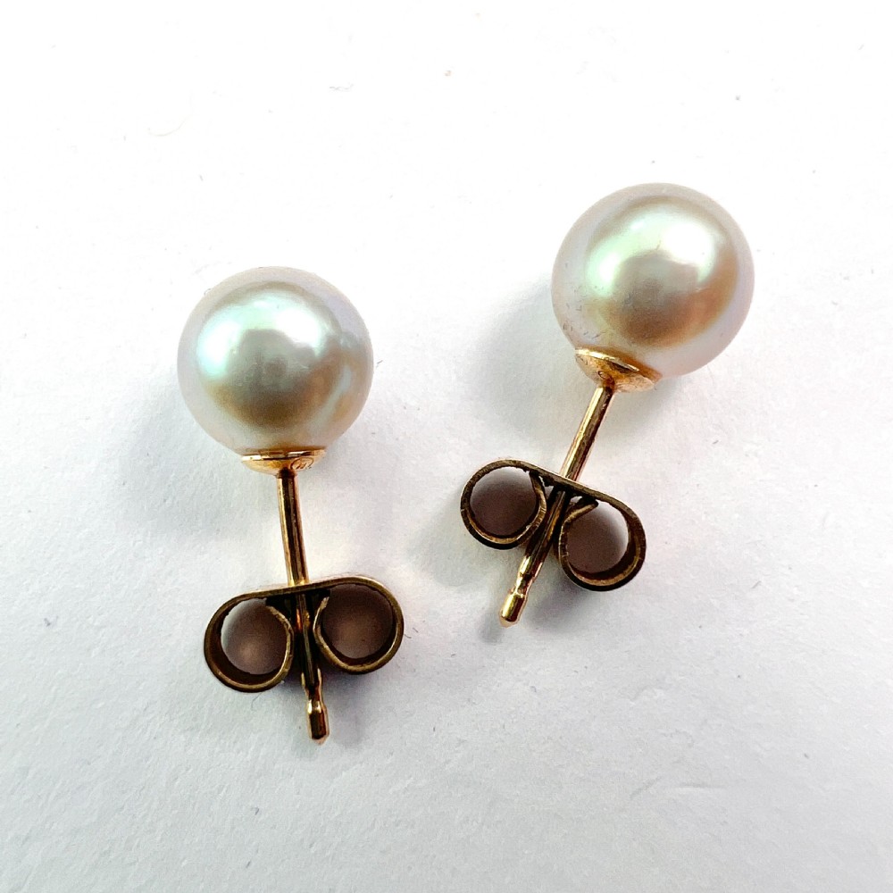 Vintage Mikimoto Cultured Pearl Stud Earrings in 9CT Gold View VI