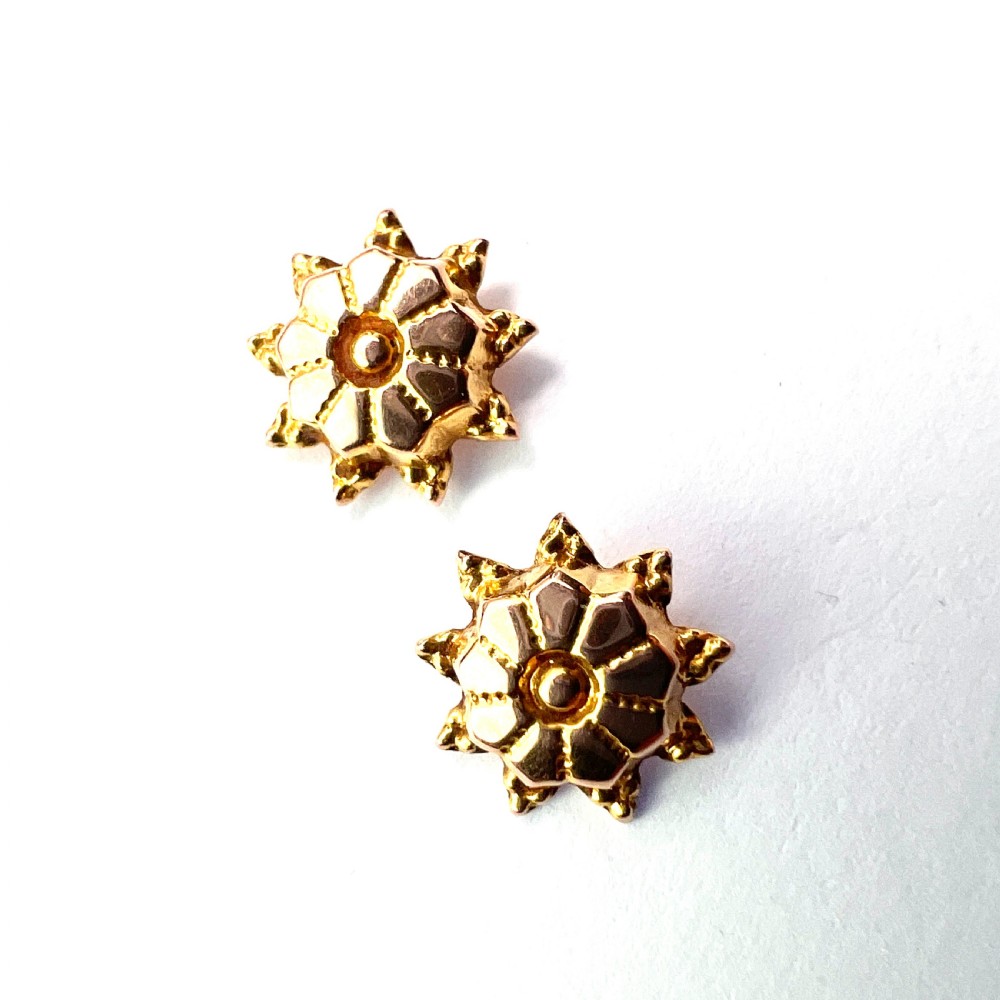 Victorian Style 9CT Gold Sunburst Stud Earrings View III