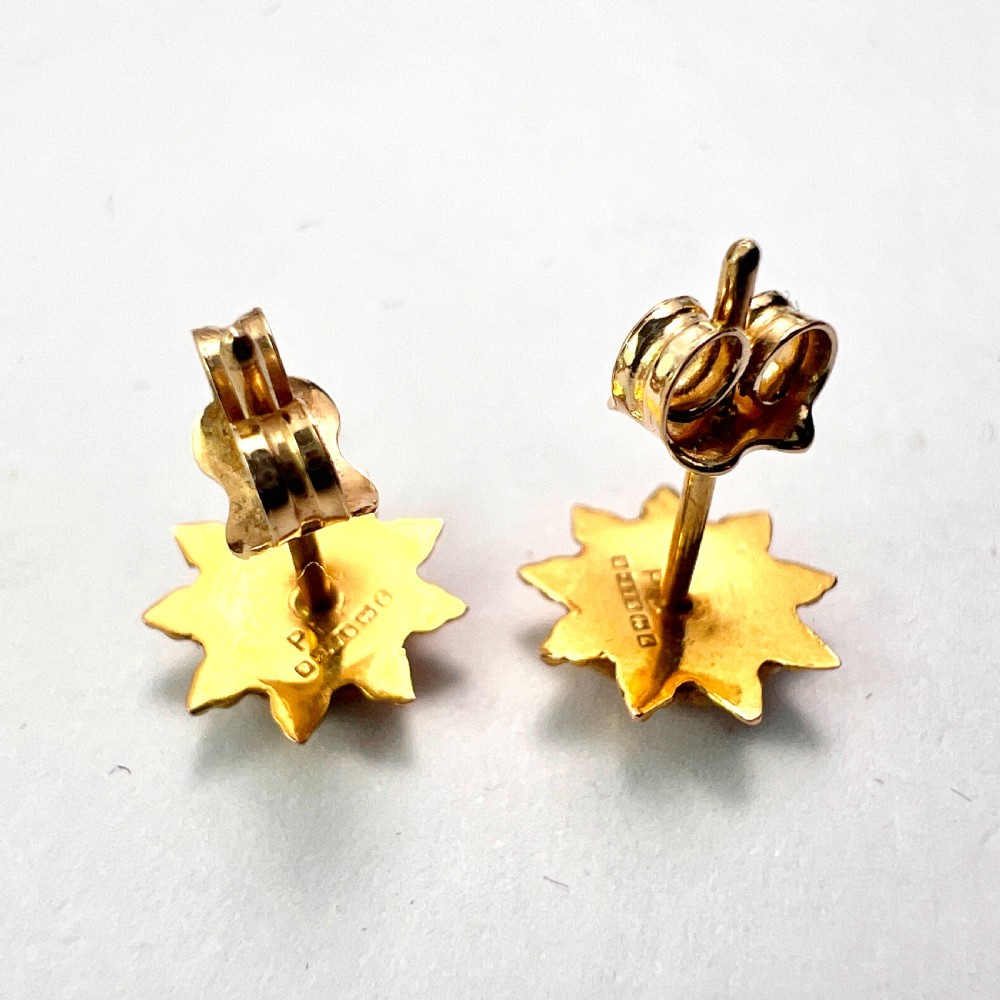 Victorian Style 9CT Gold Sunburst Stud Earrings View V