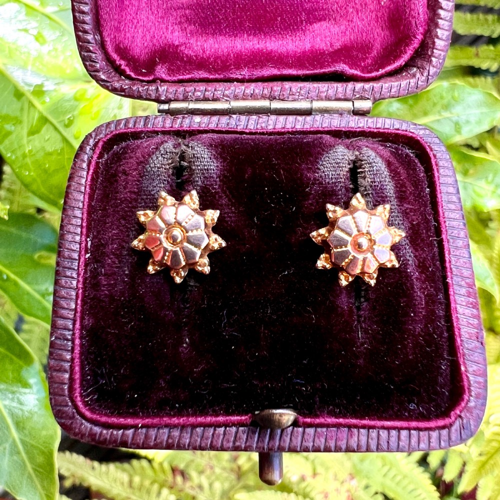 Victorian Style 9CT Gold Sunburst Stud Earrings View VIII