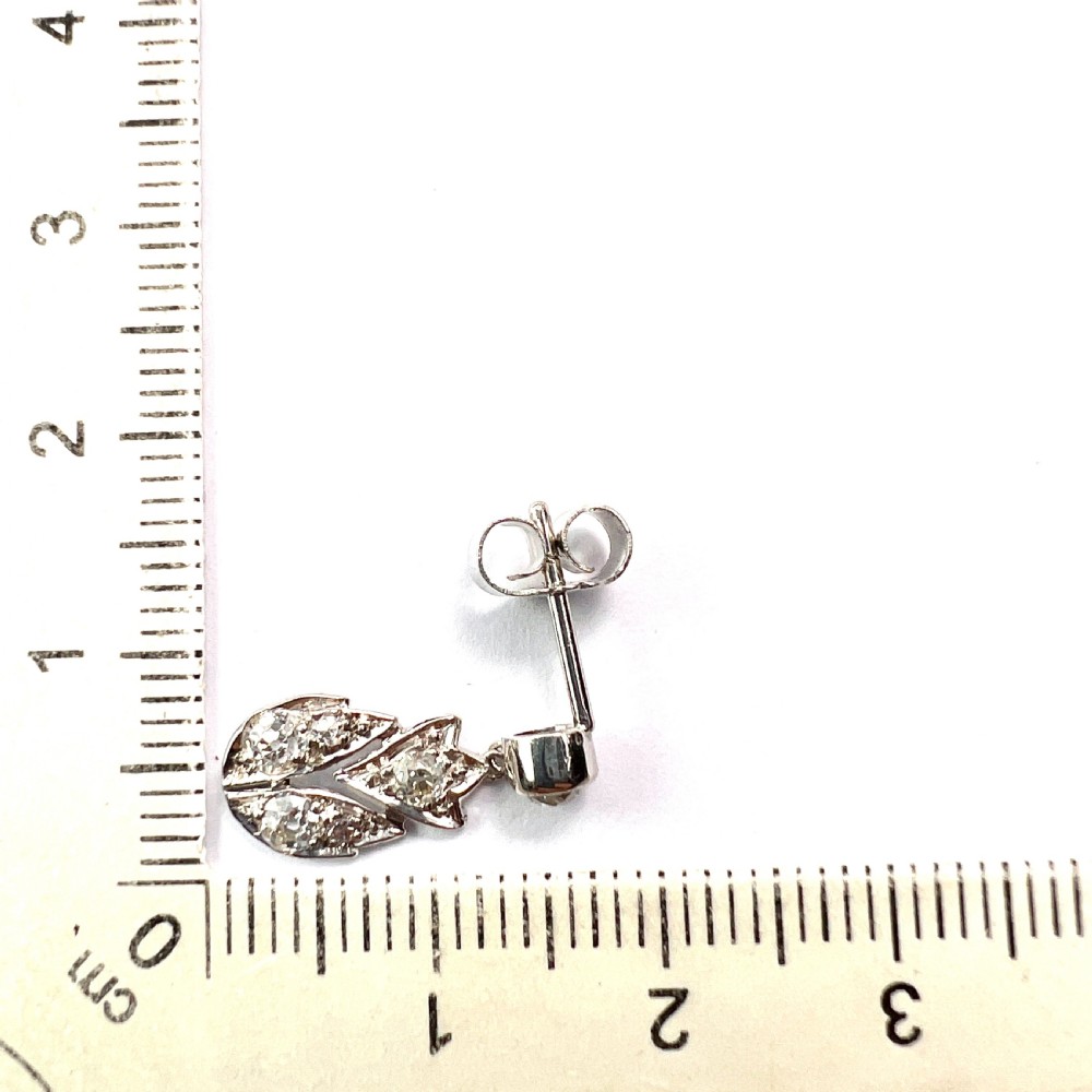 Edwardian Diamond and Platinum Drop Earrings View V
