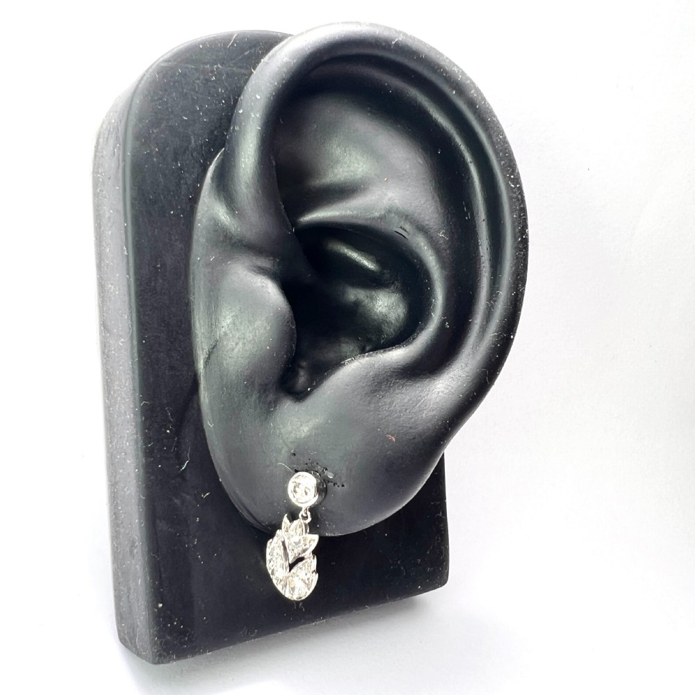 Edwardian Diamond and Platinum Drop Earrings View VI