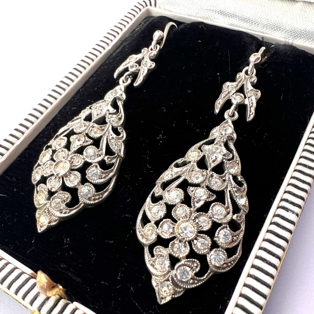 Victorian Silver Paste Chandelier Earrings View II