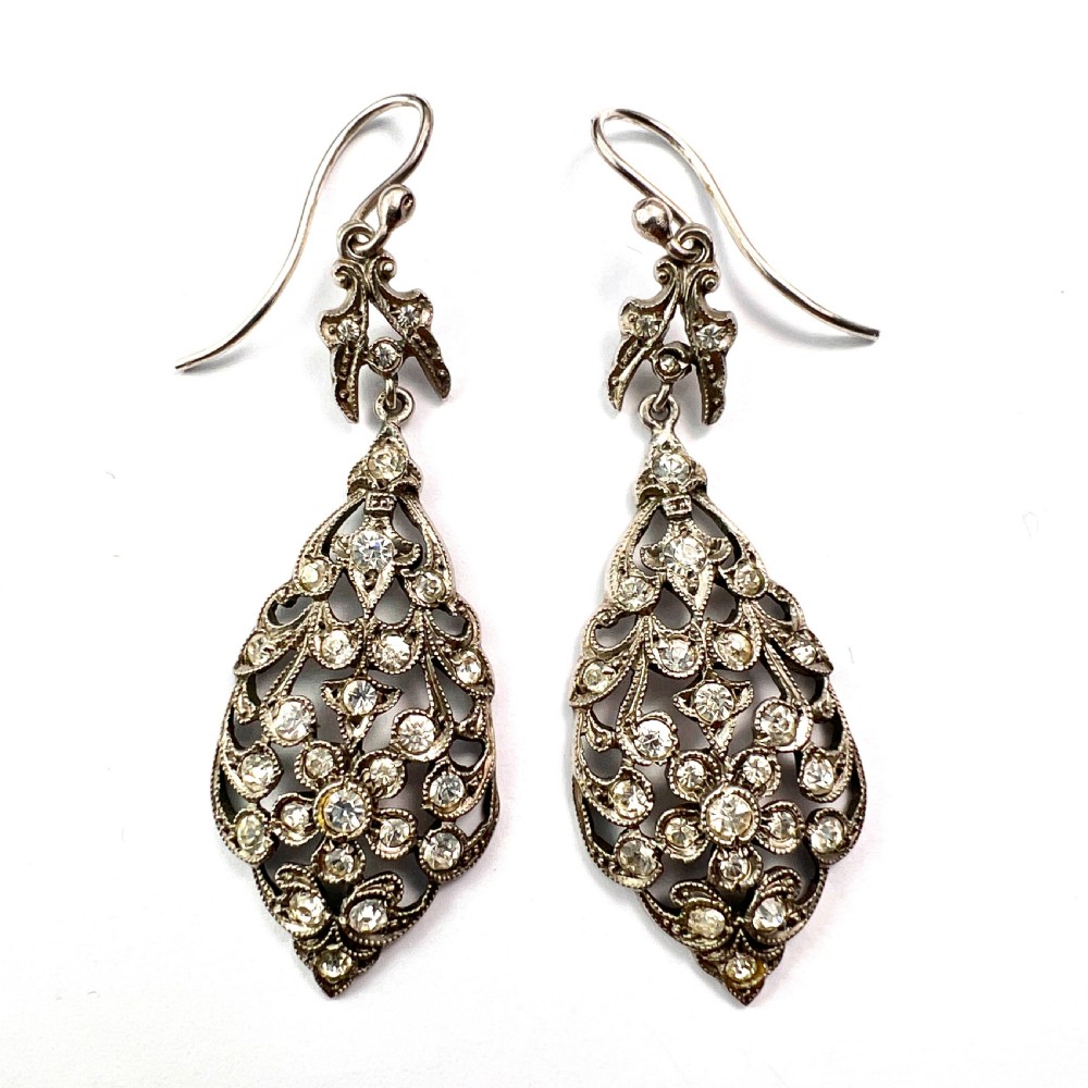 Victorian Silver Paste Chandelier Earrings View III