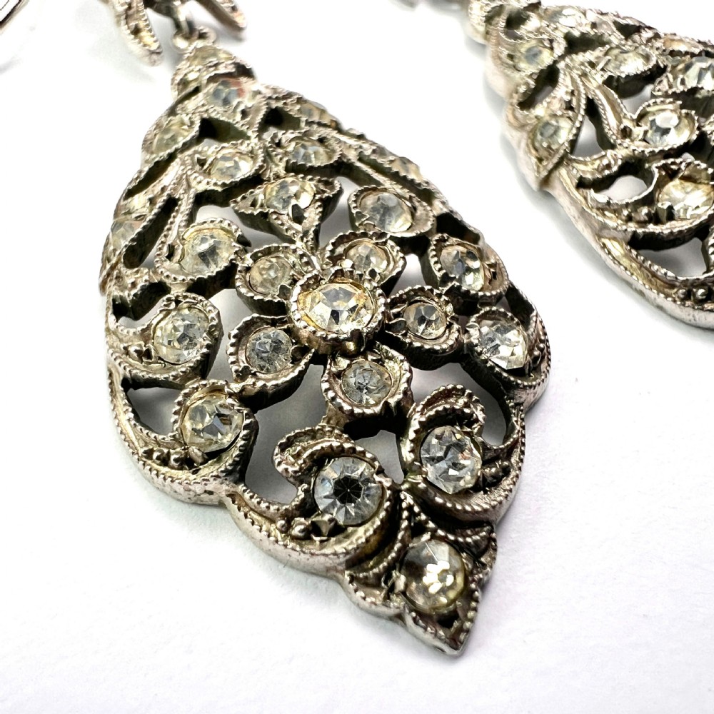 Victorian Silver Paste Chandelier Earrings View IV