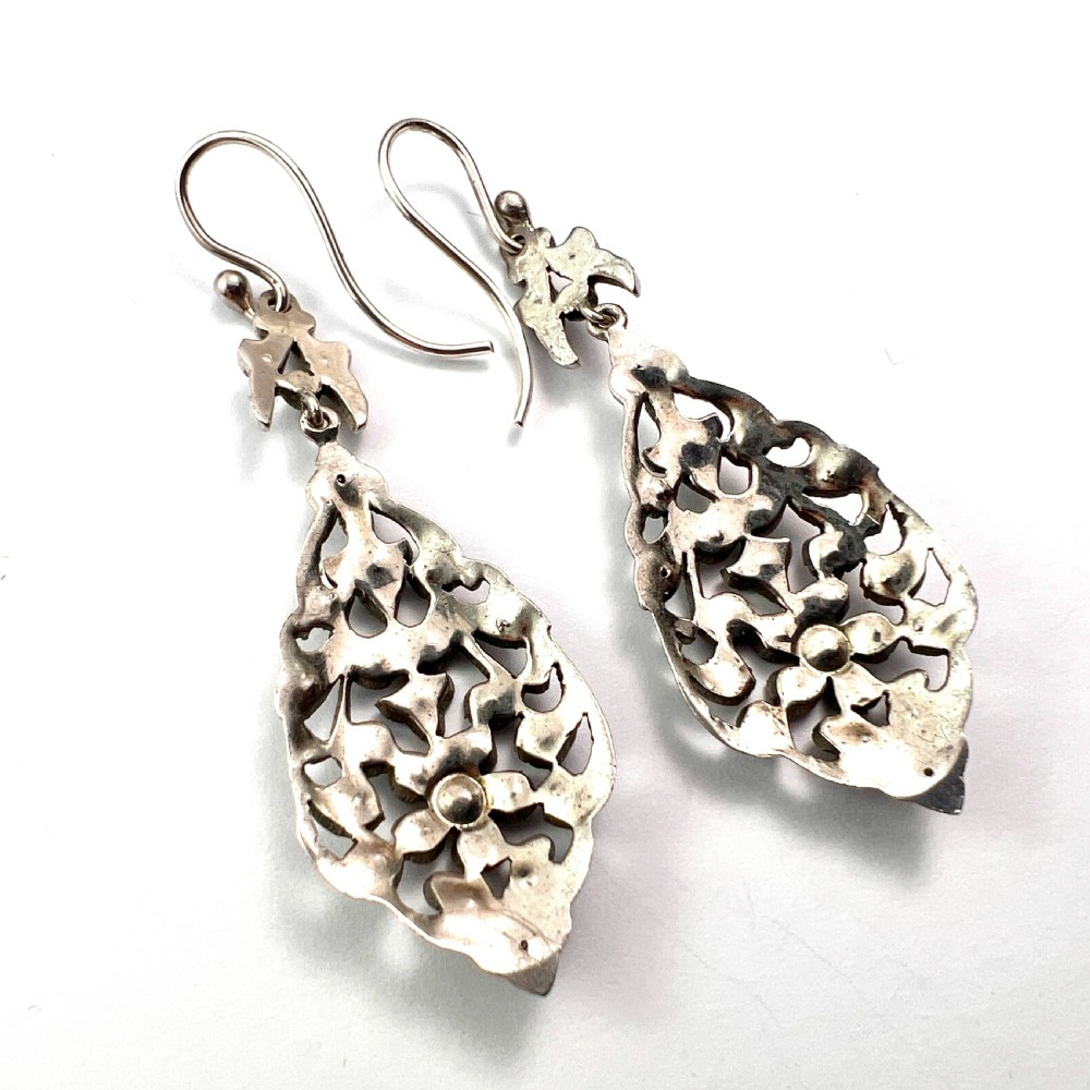 Victorian Silver Paste Chandelier Earrings View V