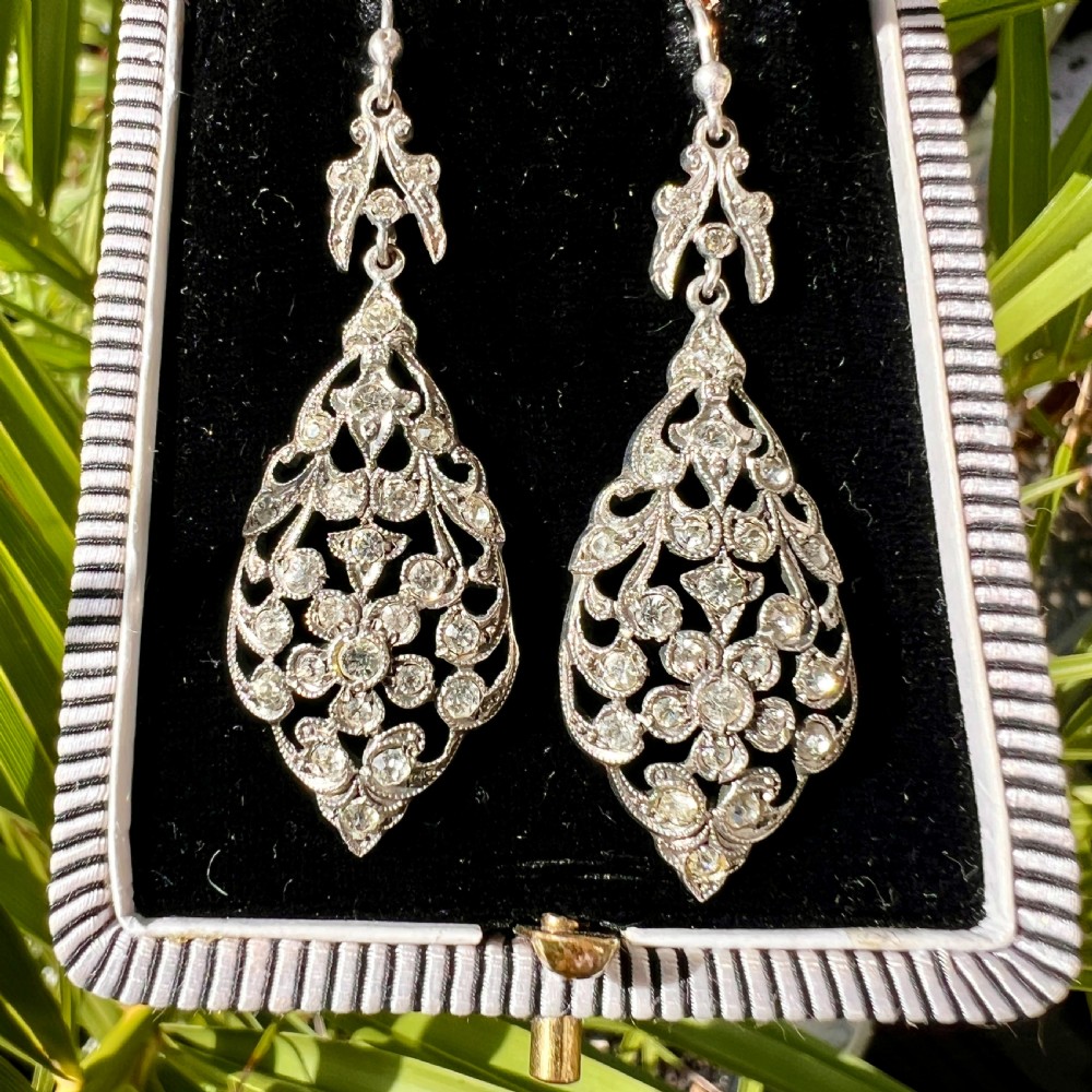 Victorian Silver Paste Chandelier Earrings View VI