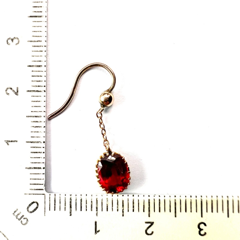 Edwardian 9CT Gold Ruby Chain Drop Earrings View VII