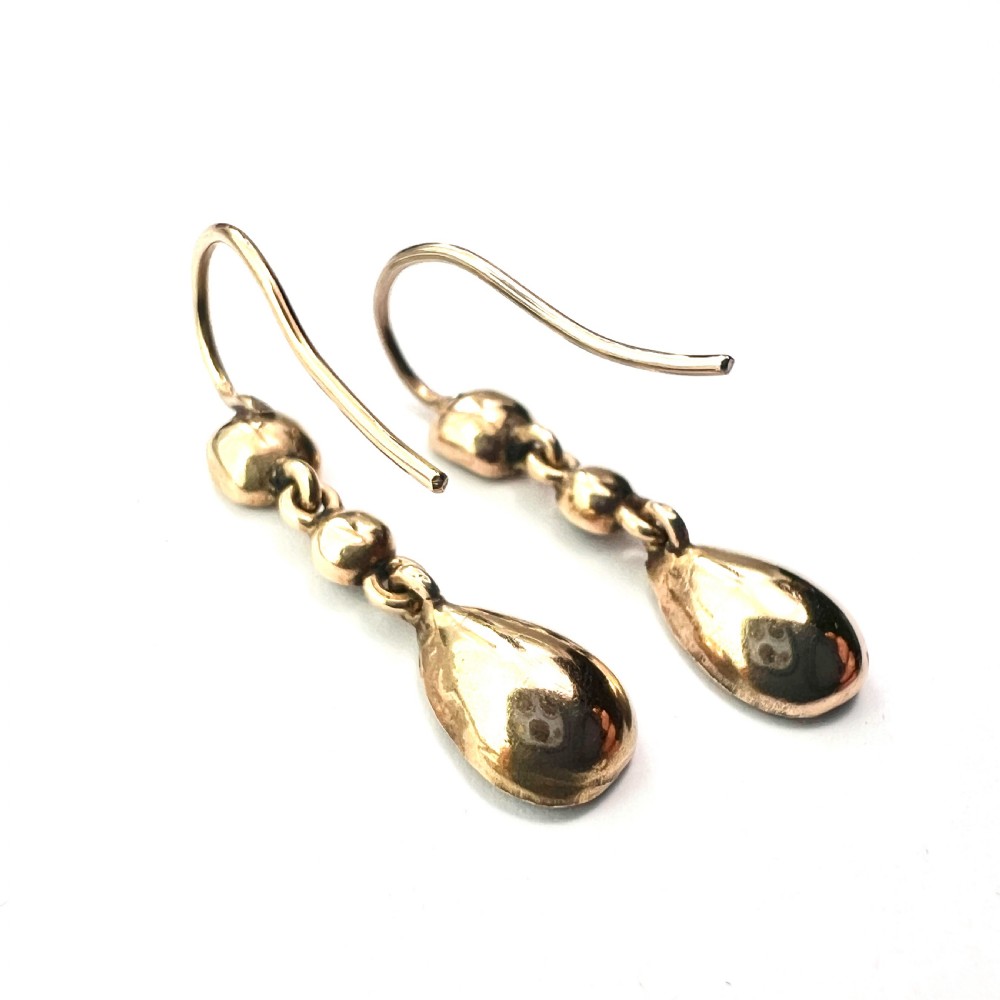 Georgian Garnet Teardrop 9CT Gold Earrings View V