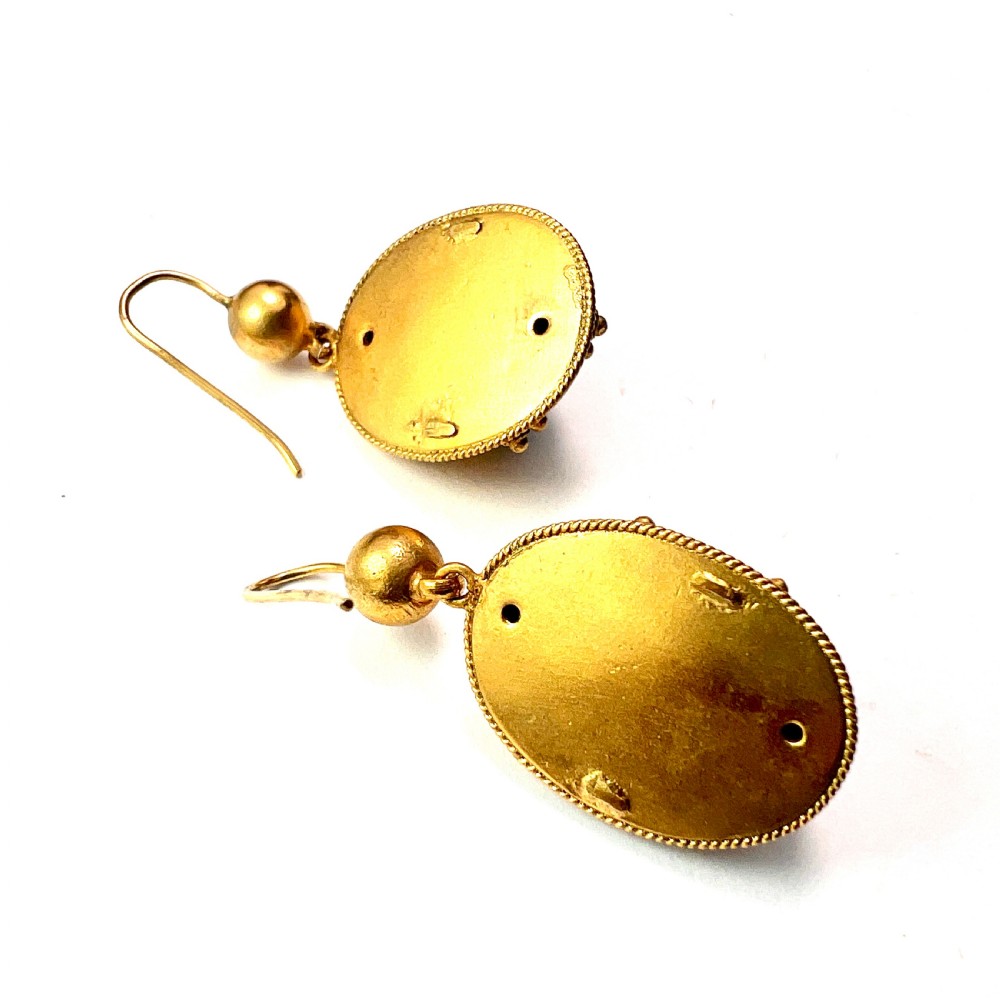 Victorian Turquoise Enamel Gilt Star Earrings View IX