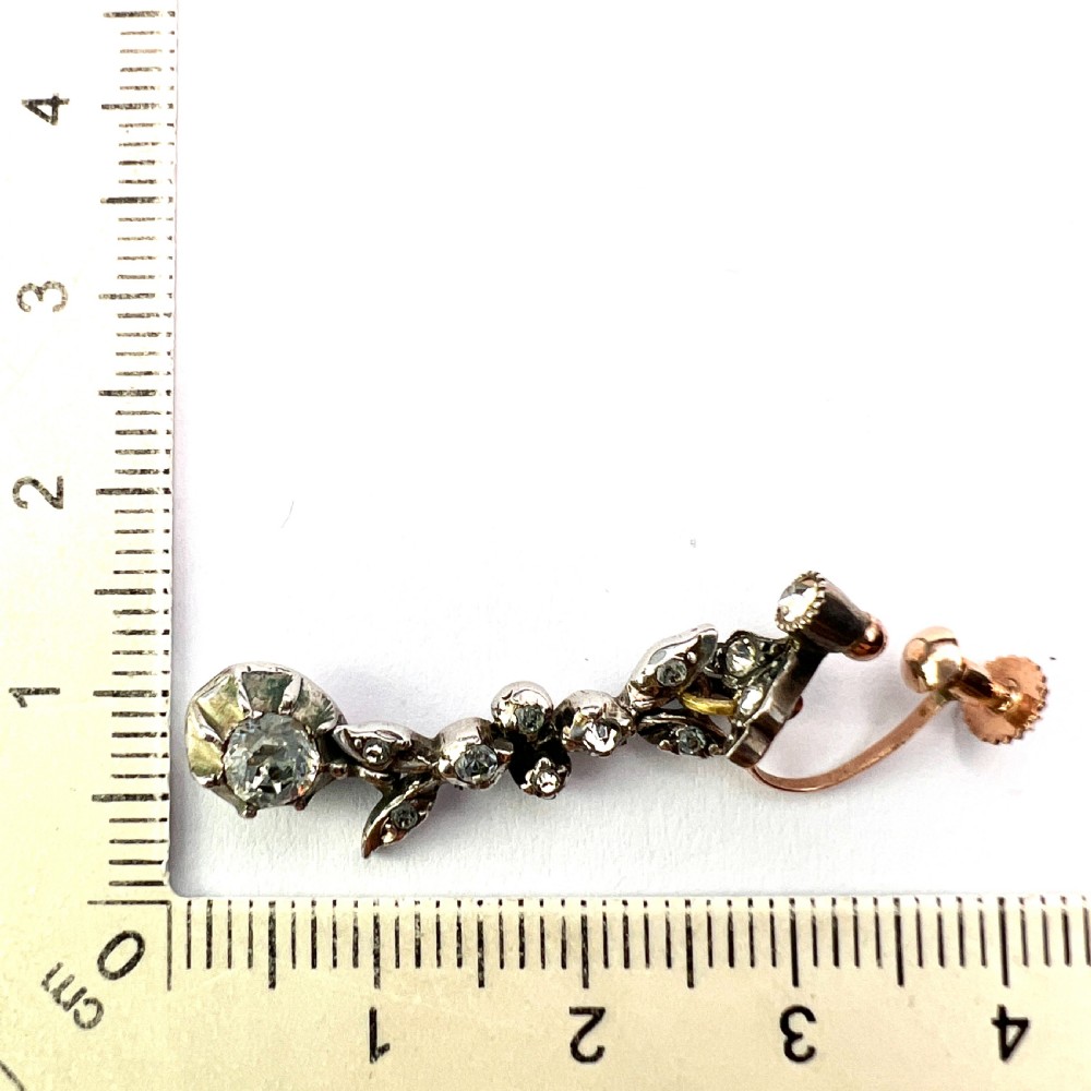 Georgian Gold and Silver Diamond Paste Drop Earrings View VIII