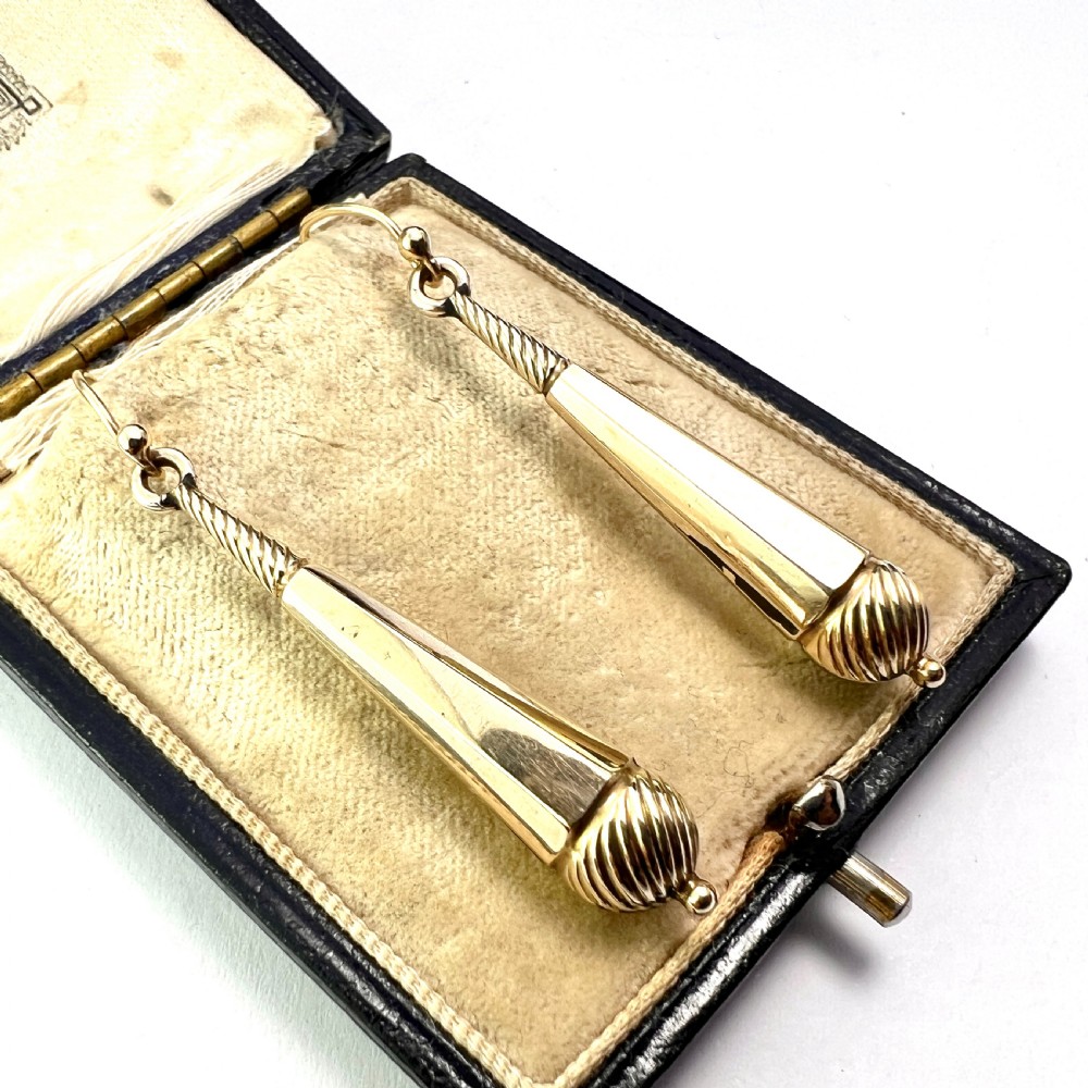 Victorian Gold Swirling Drop Earrings View III
