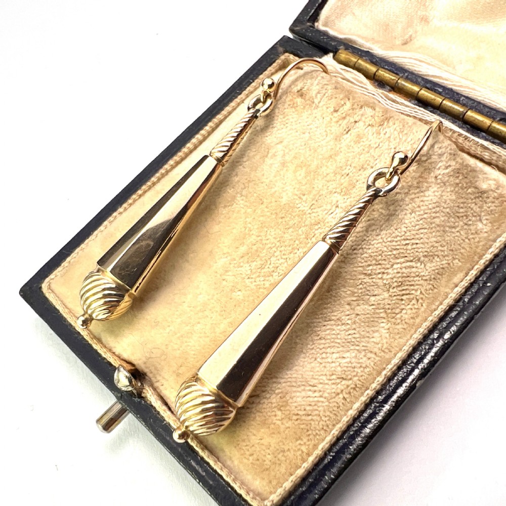 Victorian Gold Swirling Drop Earrings View IV