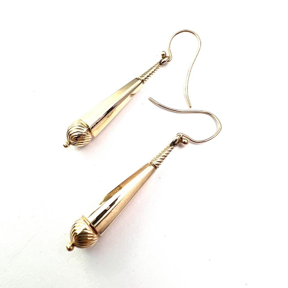 Victorian Gold Swirling Drop Earrings View VI