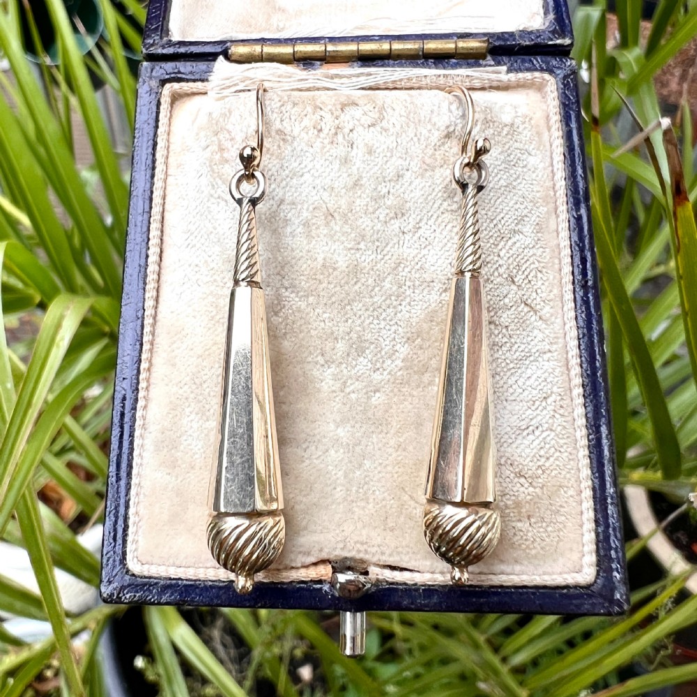 Victorian Gold Swirling Drop Earrings View VII