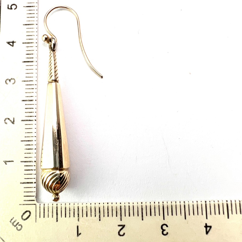 Victorian Gold Swirling Drop Earrings View VIII