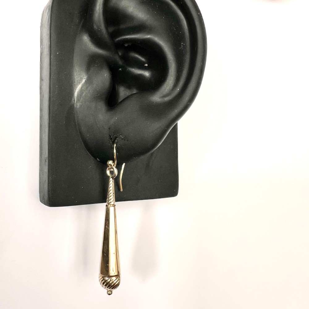 Victorian Gold Swirling Drop Earrings View IX
