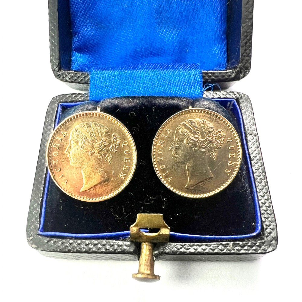 RESERVED for A • Victorian Gilded Indian Coin Earrings