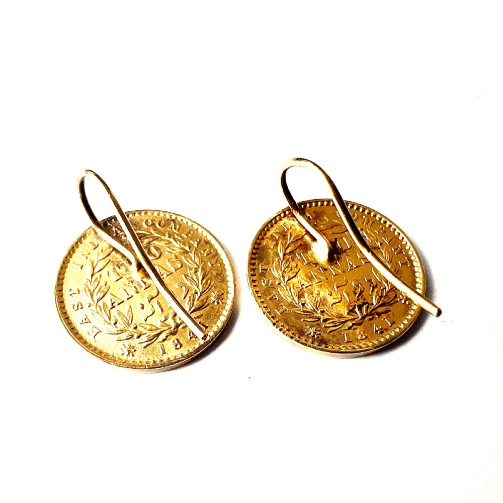 RESERVED for A • Victorian Gilded Indian Coin Earrings View VI