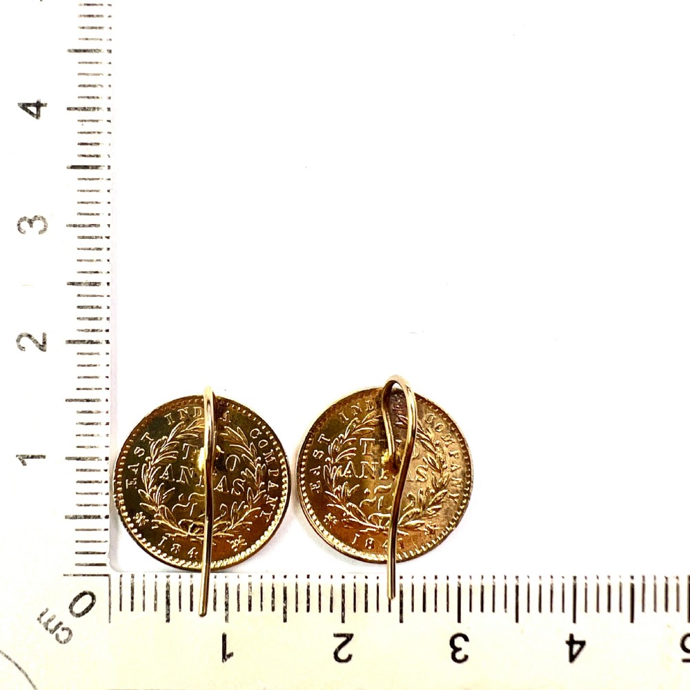 RESERVED for A • Victorian Gilded Indian Coin Earrings View VII