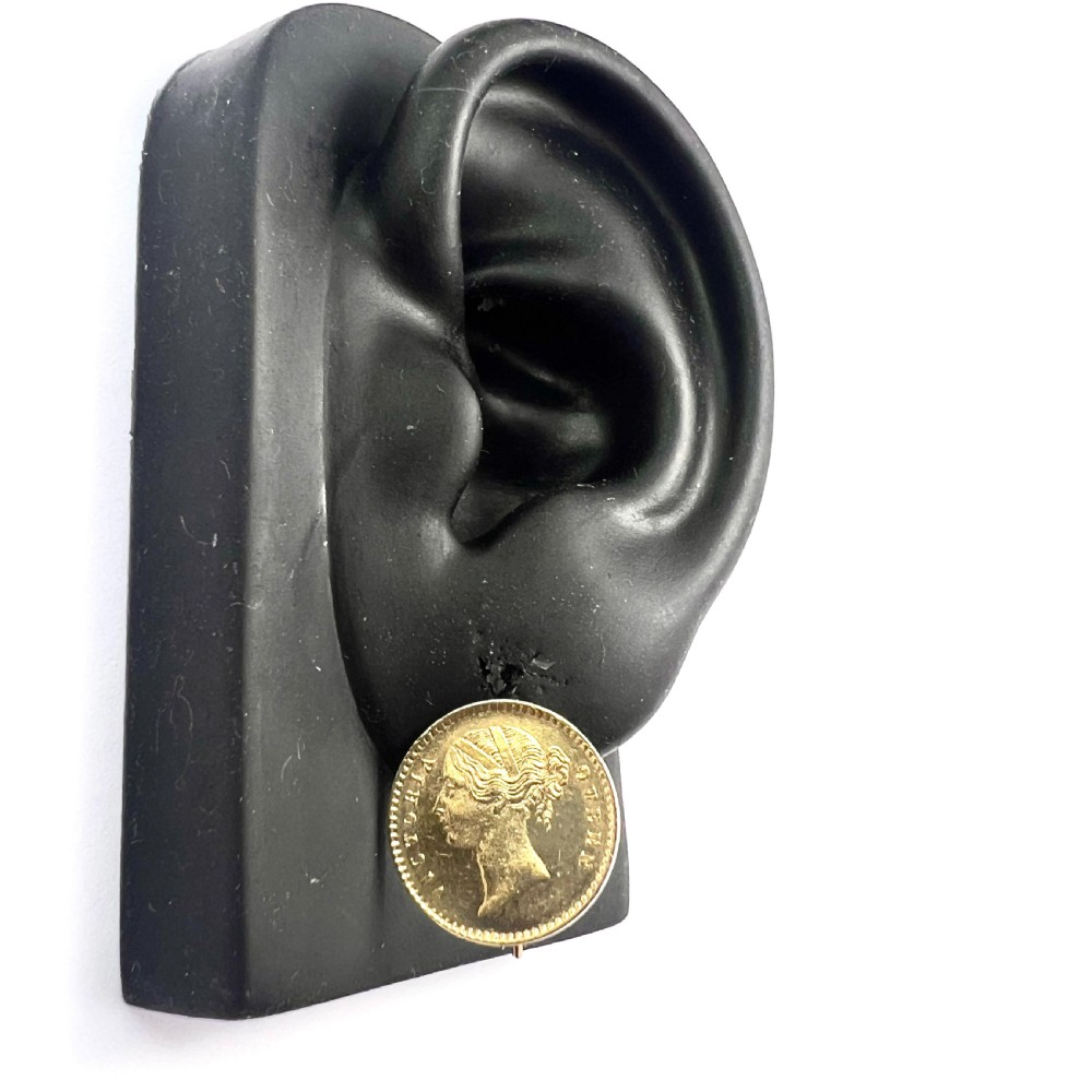 RESERVED for A • Victorian Gilded Indian Coin Earrings View VIII