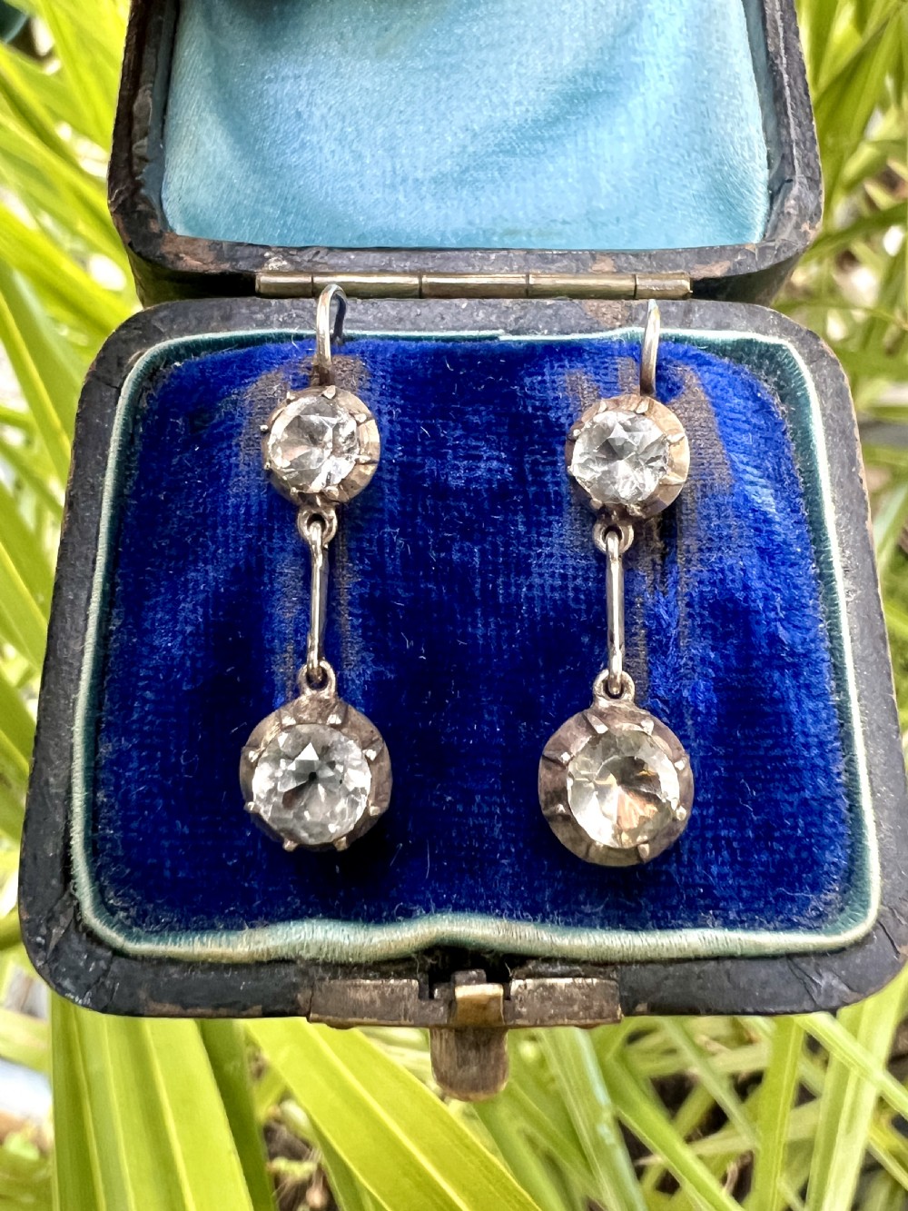 Georgian Silver Diamond Paste Drop Earrings View VII