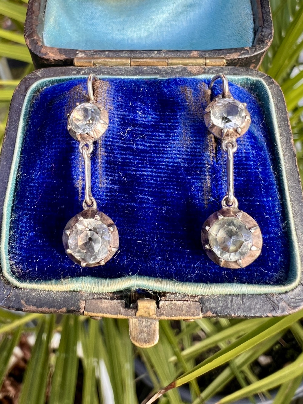 Georgian Silver Diamond Paste Drop Earrings View VIII
