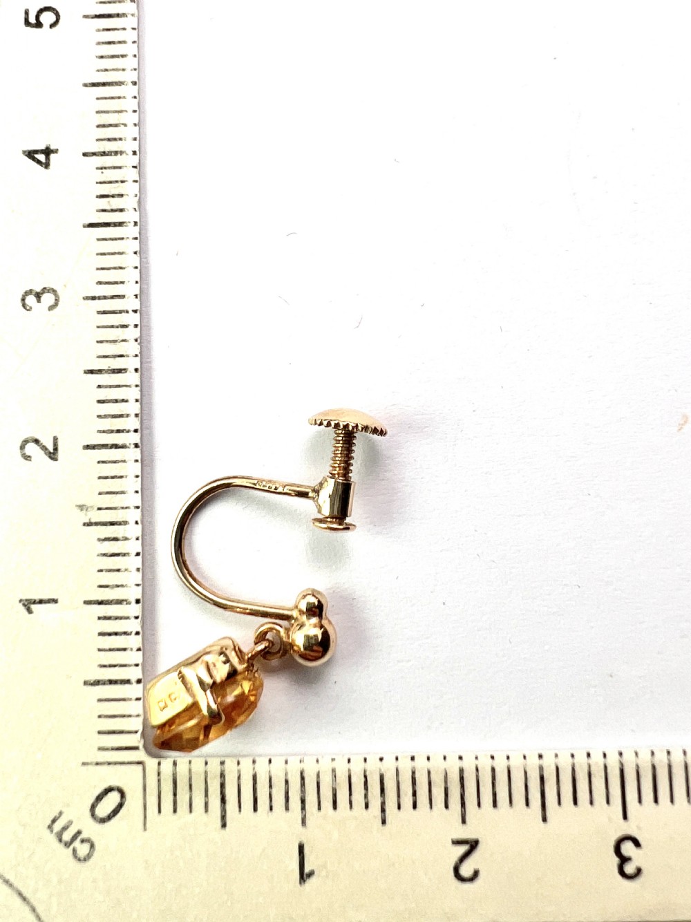 Vintage Deakin & Francis 9CT Gold Citrine Heart Drop Earrings View IV