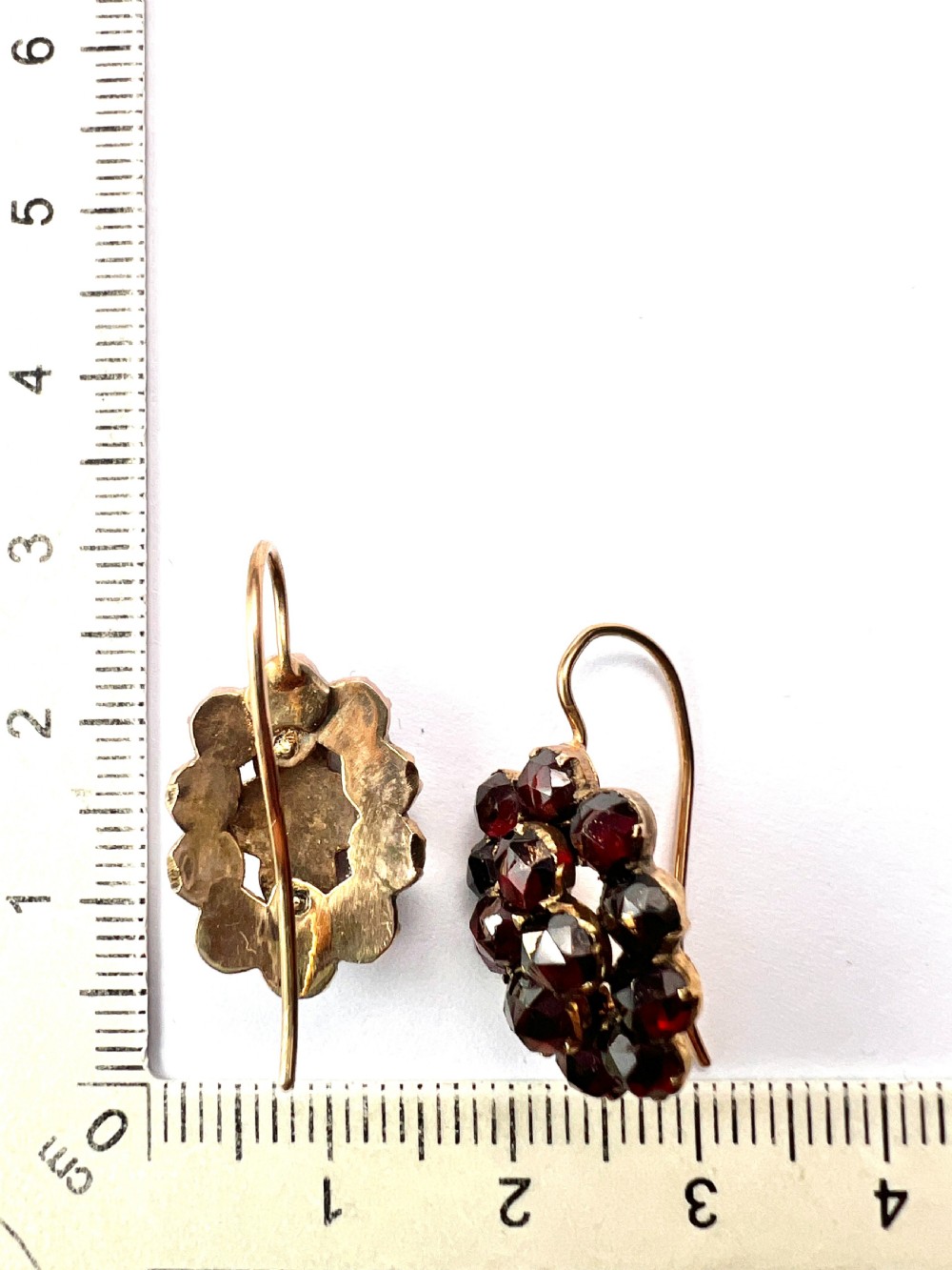 Victorian Gold Bohemian Garnet Cluster Earrings View IV