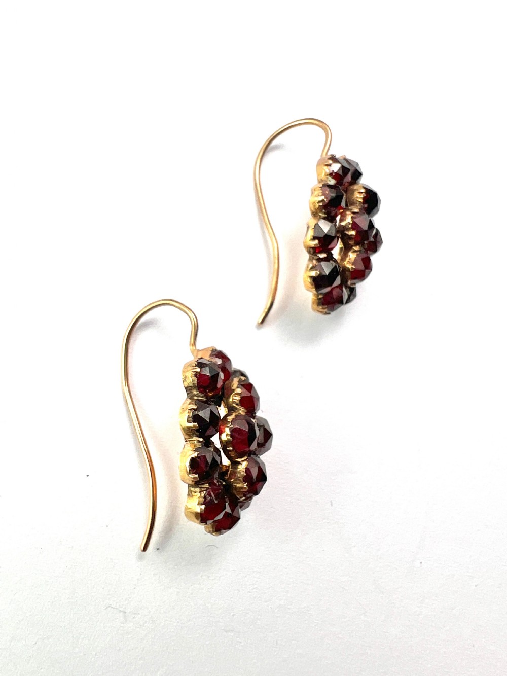 Victorian Gold Bohemian Garnet Cluster Earrings View V