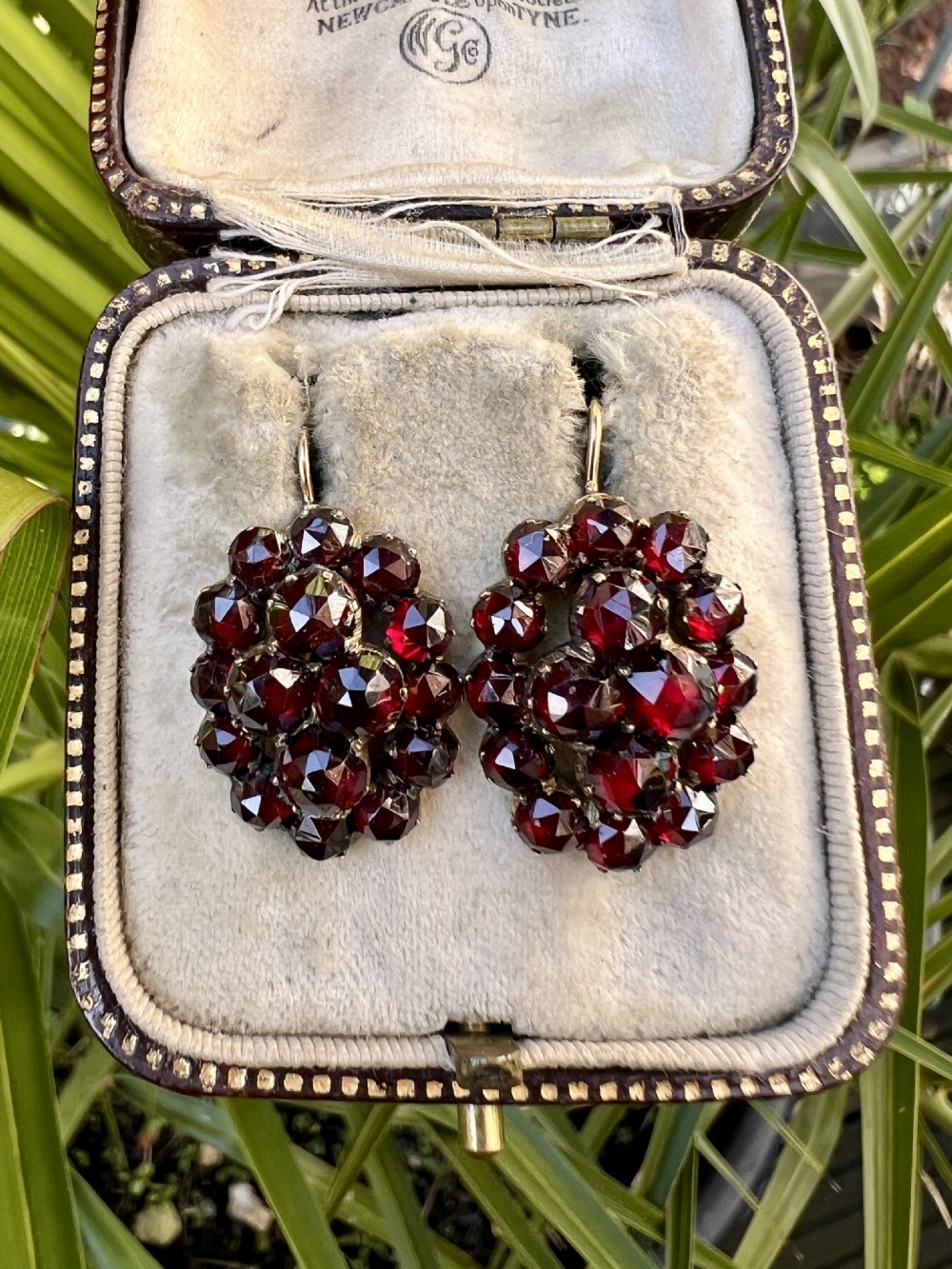 Victorian Gold Bohemian Garnet Cluster Earrings View VII