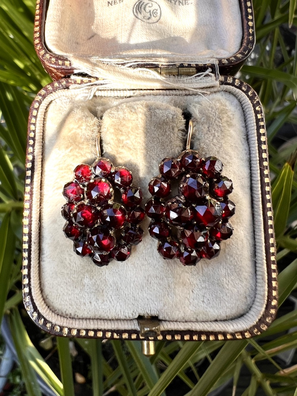 Victorian Gold Bohemian Garnet Cluster Earrings View IX