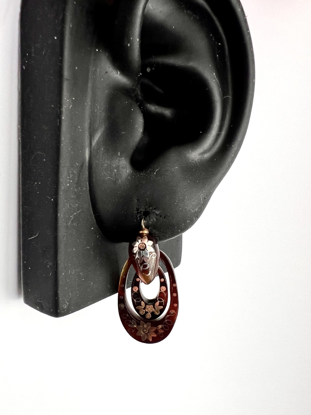 Small Victorian Gold and Silver Pique Hoop Earrings View V