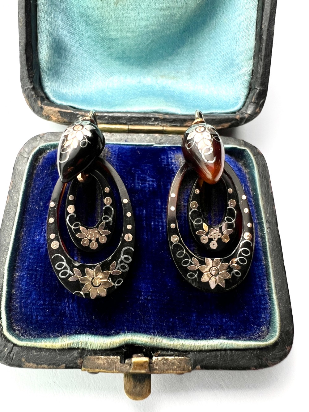Small Victorian Gold and Silver Pique Hoop Earrings View VII