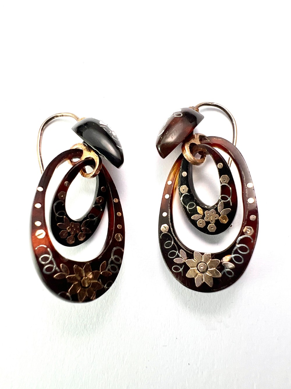 Small Victorian Gold and Silver Pique Hoop Earrings View VIII