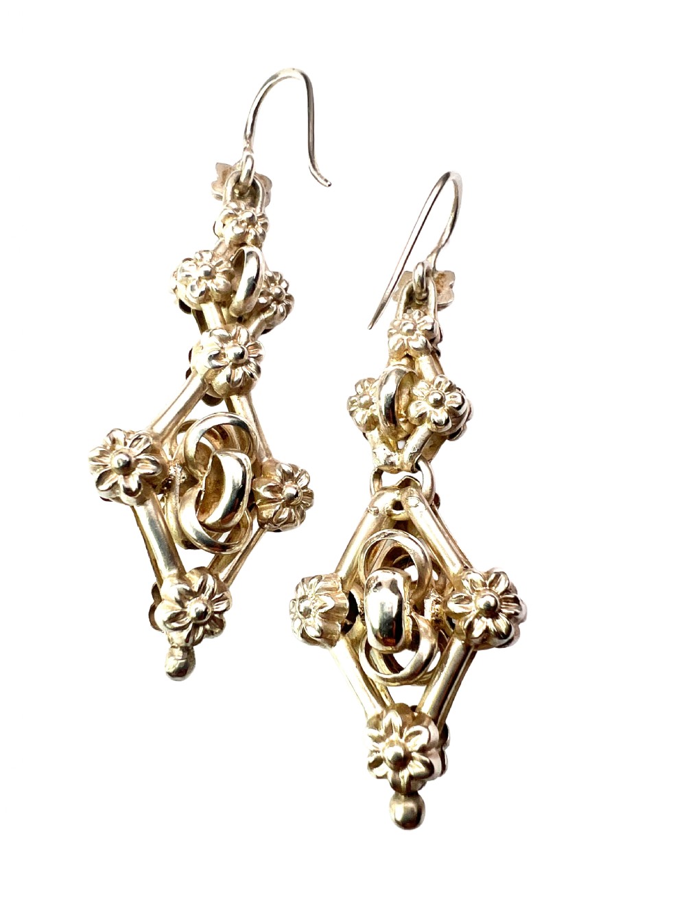 Victorian Silver Entwined Drop Earrings View IV