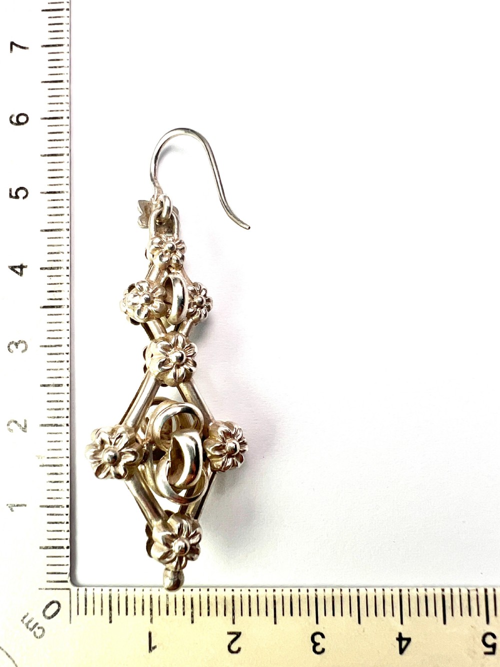 Victorian Silver Entwined Drop Earrings View V