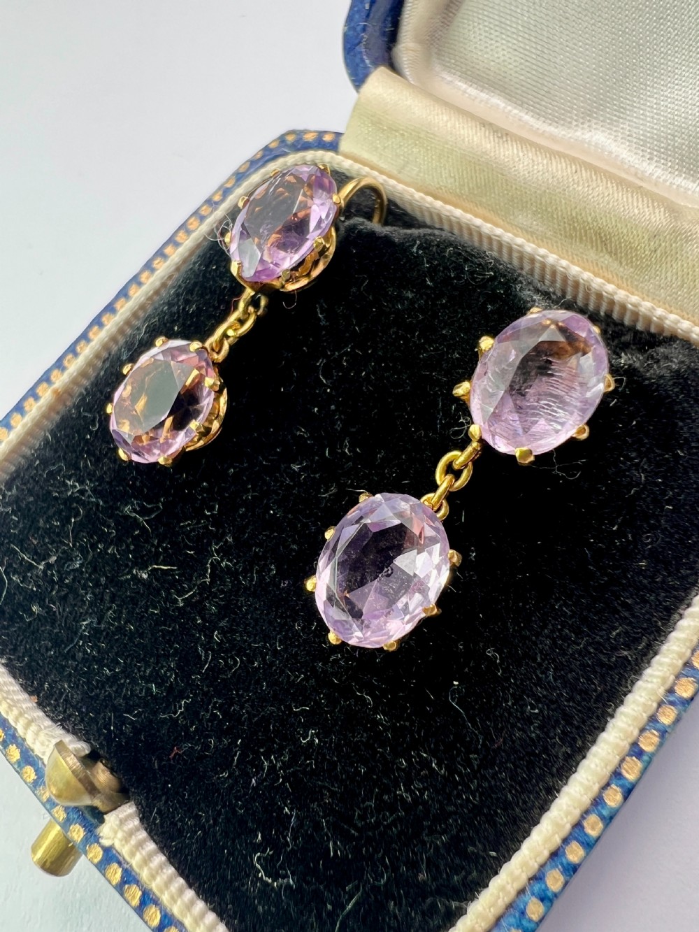 Victorian Gold Amethyst Double Drop Earrings View IV