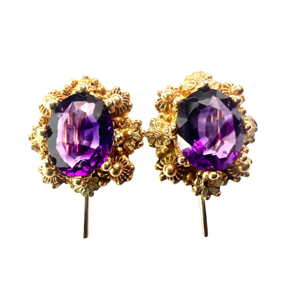 Victorian Amethyst Gold Cannetille Earrings